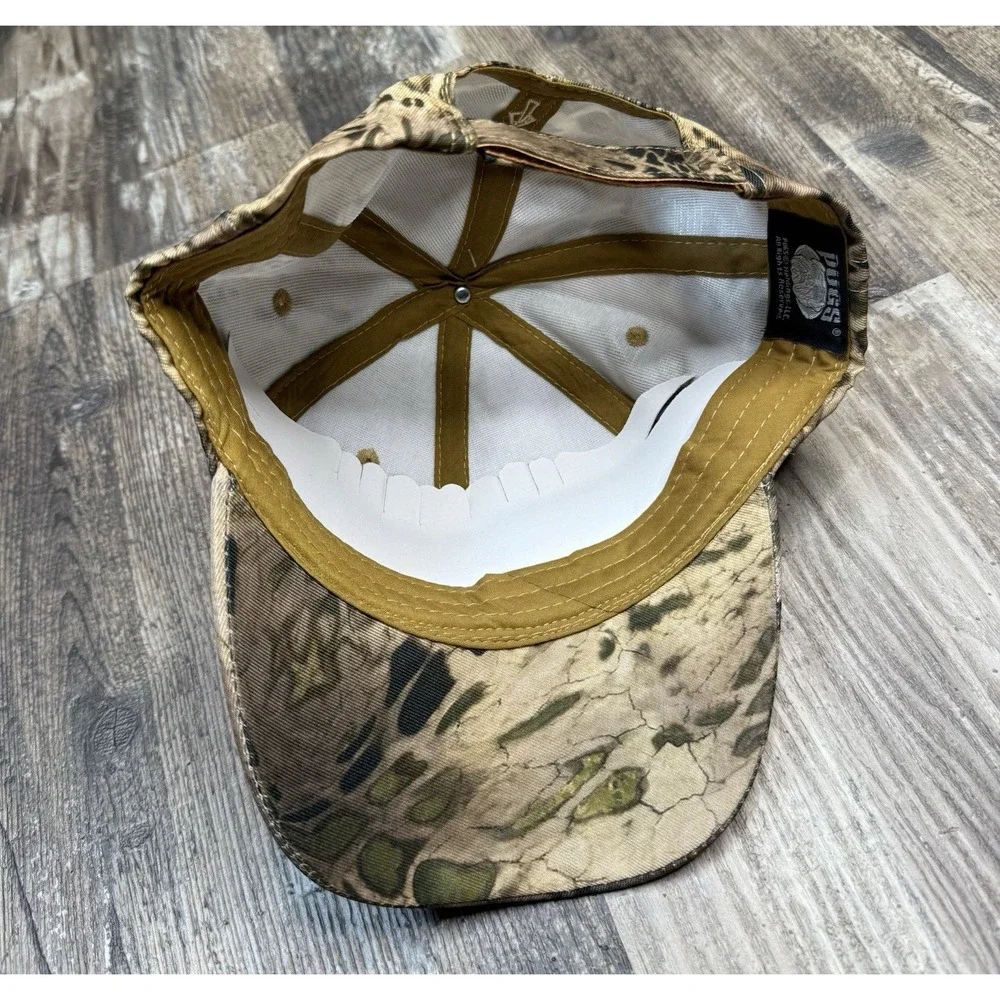 USA Flag Strap Back Baseball Hat One Size Camo Embroidered Hunting Fishing Pugs - Picture 3 of 6